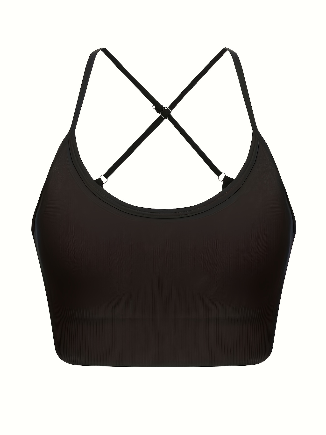 RQYYD Women's Longline Scoop Neck Strappy Sports Bras Back Closure Criss  Cross Adjustable Padded Yoga Bra Workout Tops Black XL 