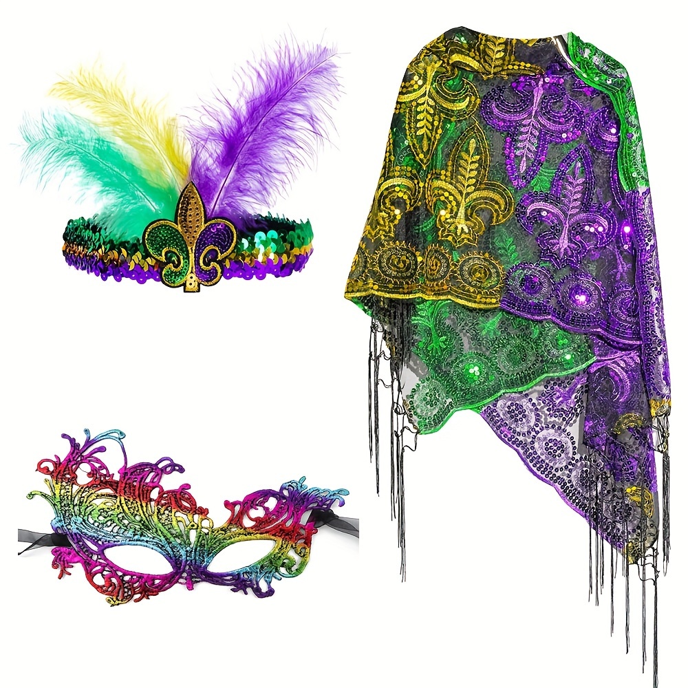 Syncfun 4 PCS Mardi Gras Feather Boa For Mardi Gras Party Dress Up