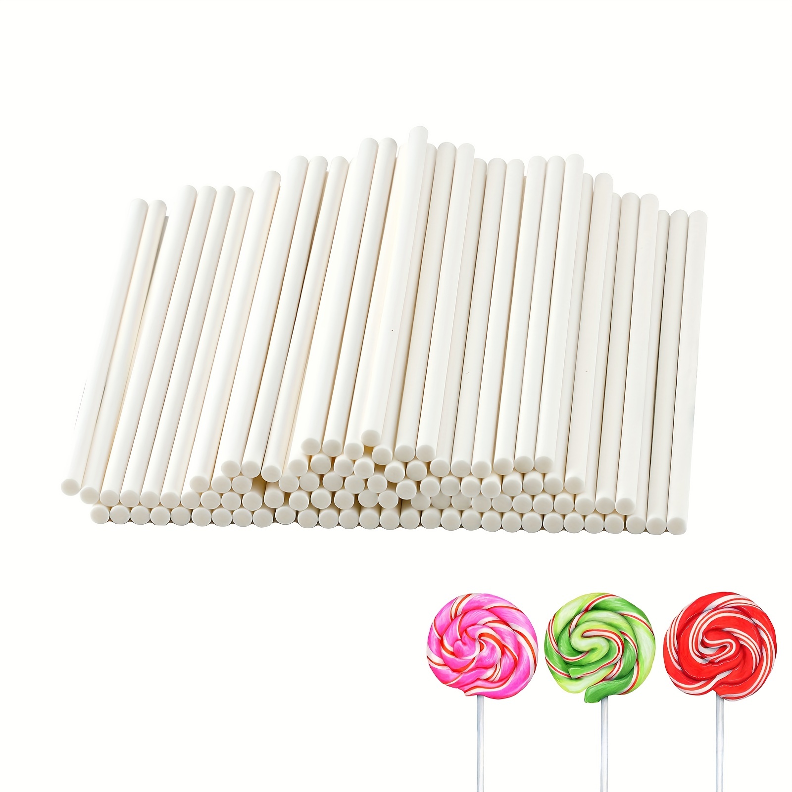 100pcs Lollipop Sticks Paper Sticks White Cake Pops Sticks For Candy,  Chocolate, Cookies (4 Inches/10cm)