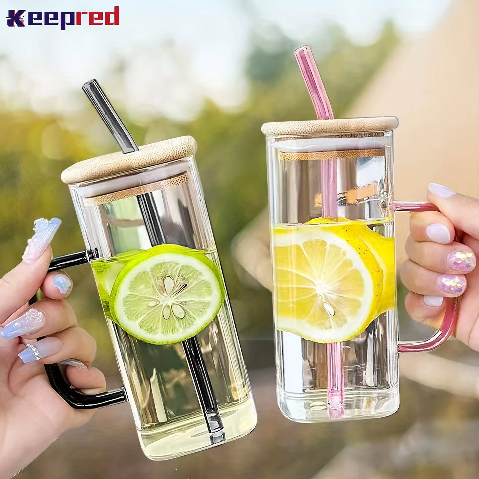Glass Cup, Large Capacity Water Cup, Straw Cup, Drinking Water Cup - Temu