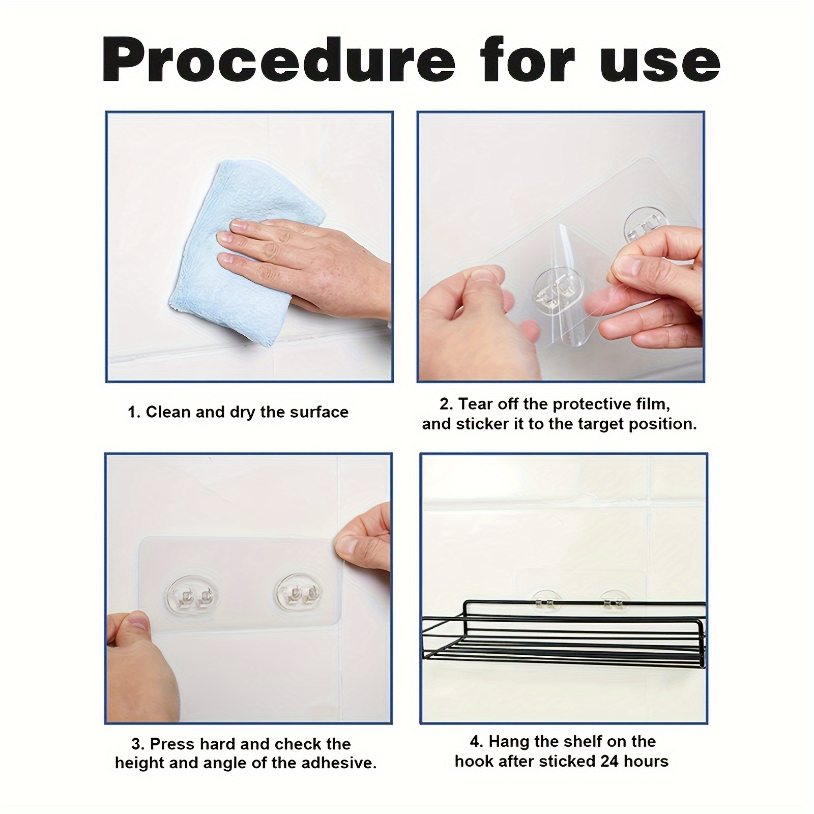 Replacement Corner Shower Caddy Adhesive Hook Stickers, No
