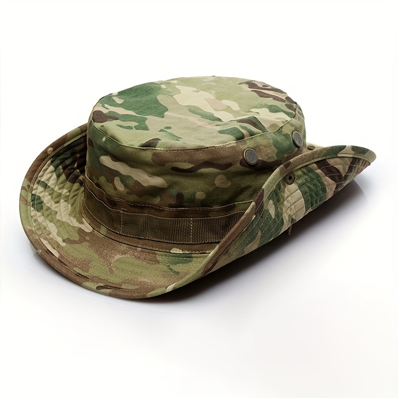 Unisex Wide Brim Sun Hat for Outdoor Hiking Travel Backpacking Adjustable  Bonnie Hat with Wind Rope Color:Camouflage Navy