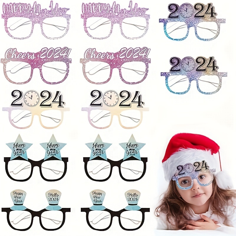 6pcs Marco Gafas 2024 Decoración Fiesta Año Nuevo Gafas - Temu Chile