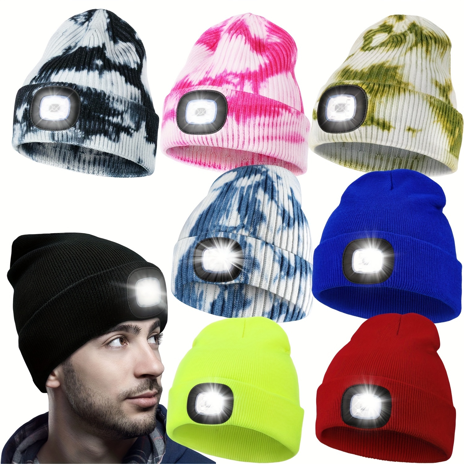 

1pc Usb Rechargeable Led Beanie Hat With 4 Lights - Unisex Knitted Cap For Hiking, Biking, Camping, Walking, And Running - Perfect Gift For Men And Women
