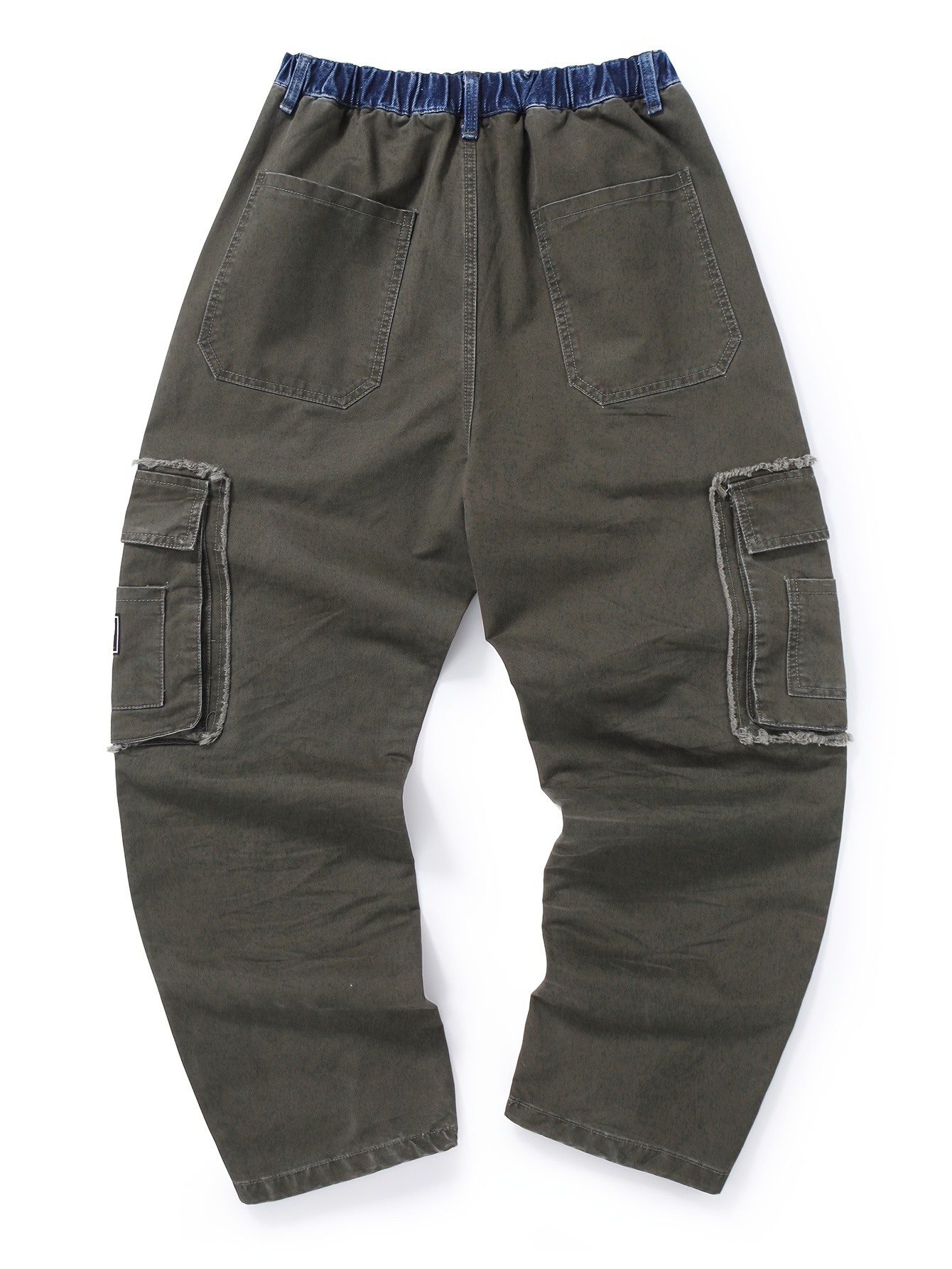 Men's Stylish Cotton Blend Color Matching Denim Joggers - Temu Canada