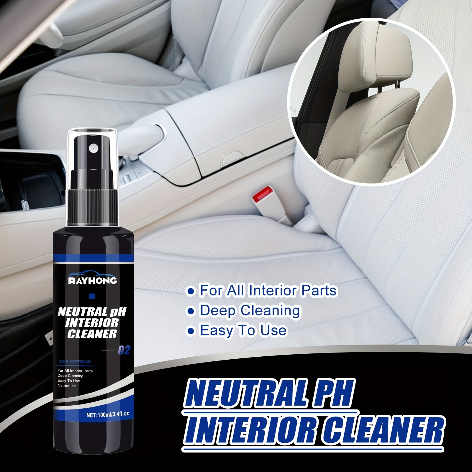 Car Interior PU Leather Moldy Cleaning, Solution Foam Cleaner Spray,  Multi-purpose Cleaner, Car PU Leather Cleaner