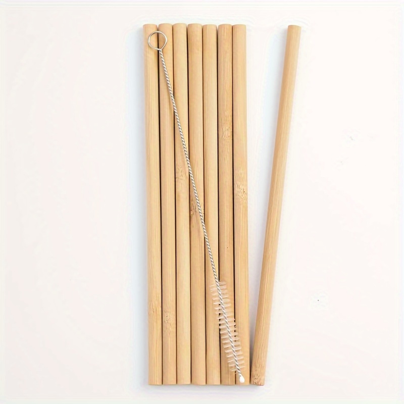 4 Bamboo Straws & Straw Brush Set, Reusable & Ecological