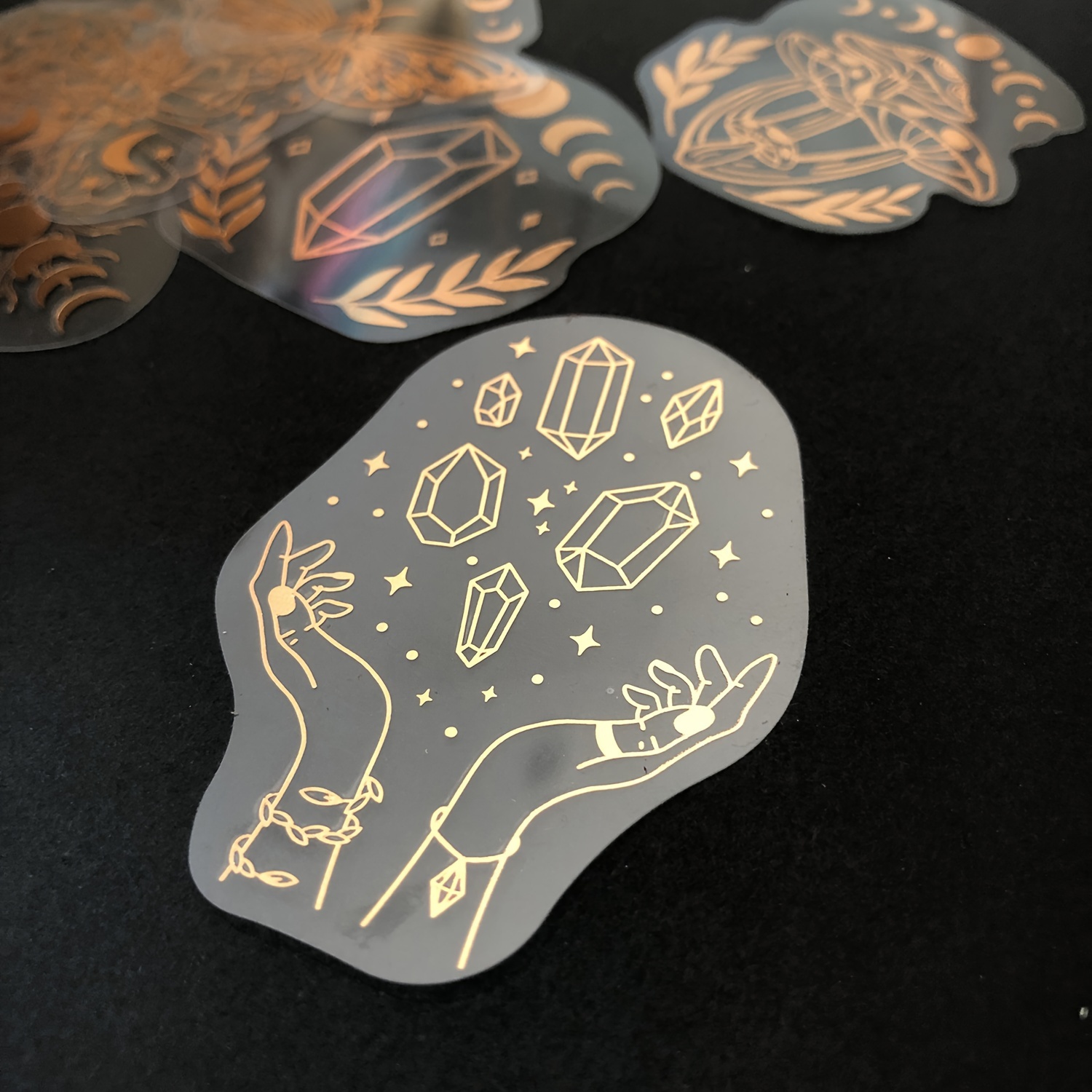 Rose Gold Stickers Transparent Pet Mysterious Butterfly Moon - Temu