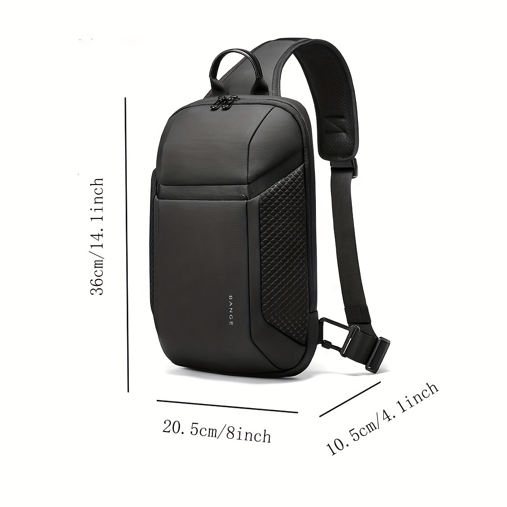 BANGE Sling Bag, Waterproof Men's Chest Bag Shoulder bags Crossbody Sling  Backpack for Men Black(with Three Pockets)