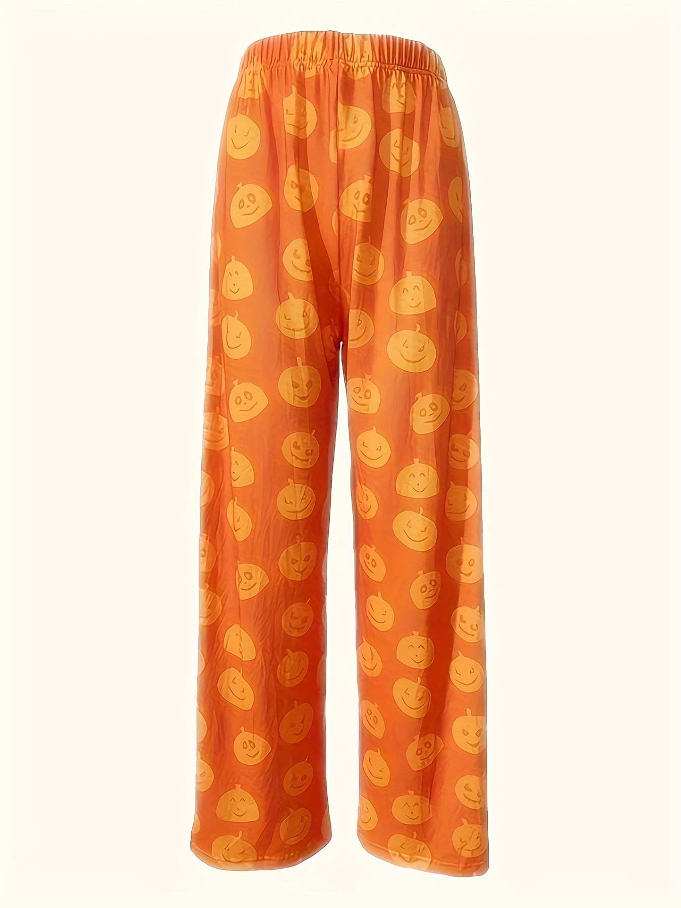 Halloween Womens Pajama Palazzo Pants For Women With Cute Pumpkins