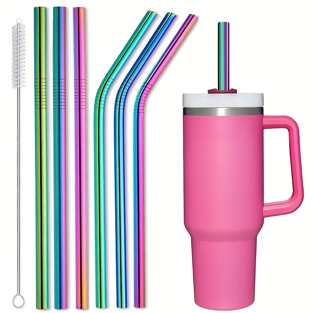 Extra Long Metal Replacement Straws For Stanley Adventure Travel Tumbler,  Stainless Steel Reusable Drinking Straws With Clean Brush Compatible With  Stanley Quencher Tall Tumbler For Smoothies, Iced Coffee, Dishwasher Safe -  Temu