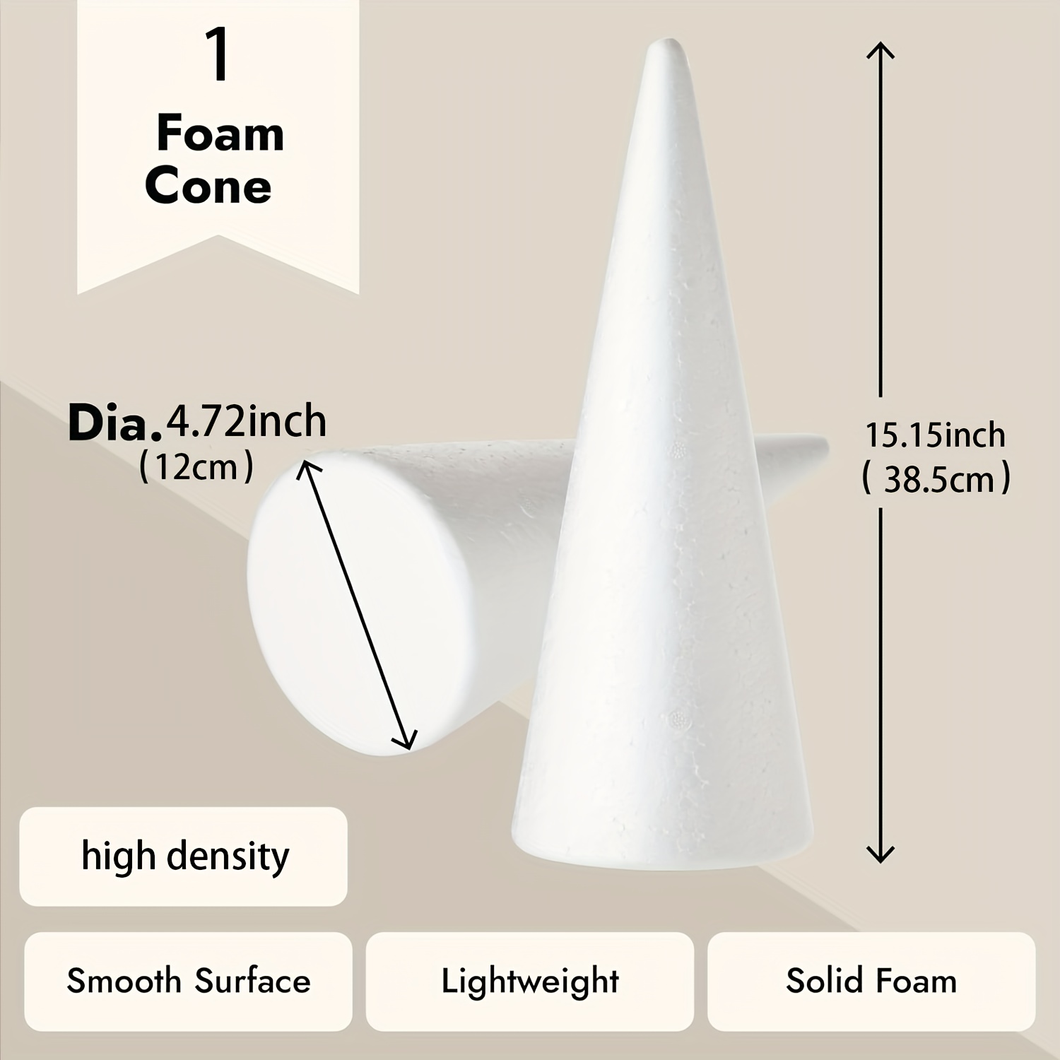 White Solid Foam Cone Suitable For School Diy Craft Projects - Temu
