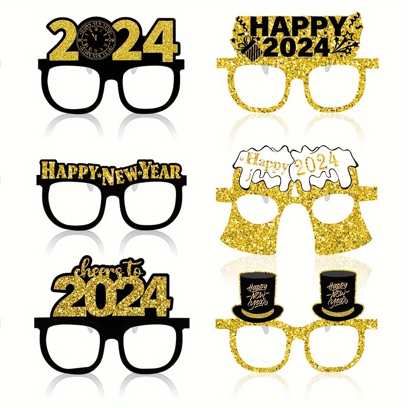 6pcs Marco Gafas 2024 Decoración Fiesta Año Nuevo Gafas - Temu Chile