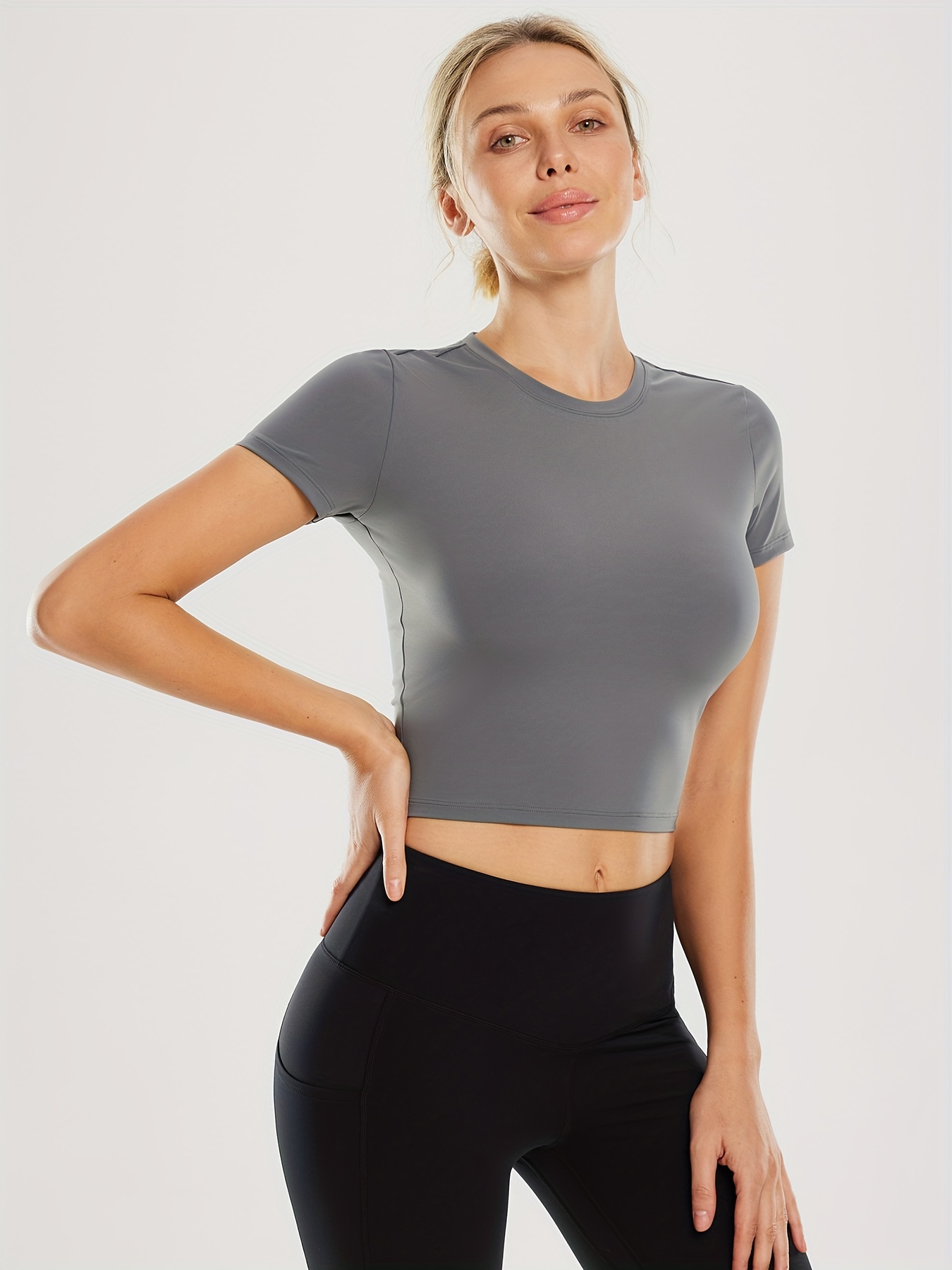 BALEAF Women's Long Sleeve Crop Workout Shirts Slim Fit Tops for