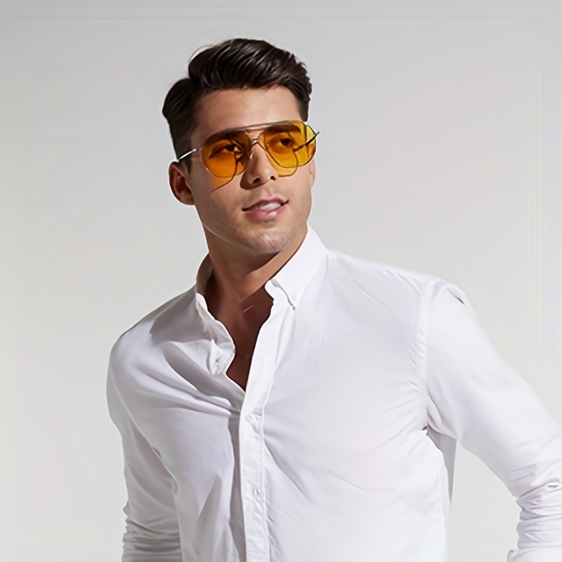 Ouwen Gafas Sol Polarizadas Cuadradas Retro Flexibles Hombres, Gafas  Amarillas Conducir Noche Hombres Vf2207b - Joyería Accesorios - Temu Chile