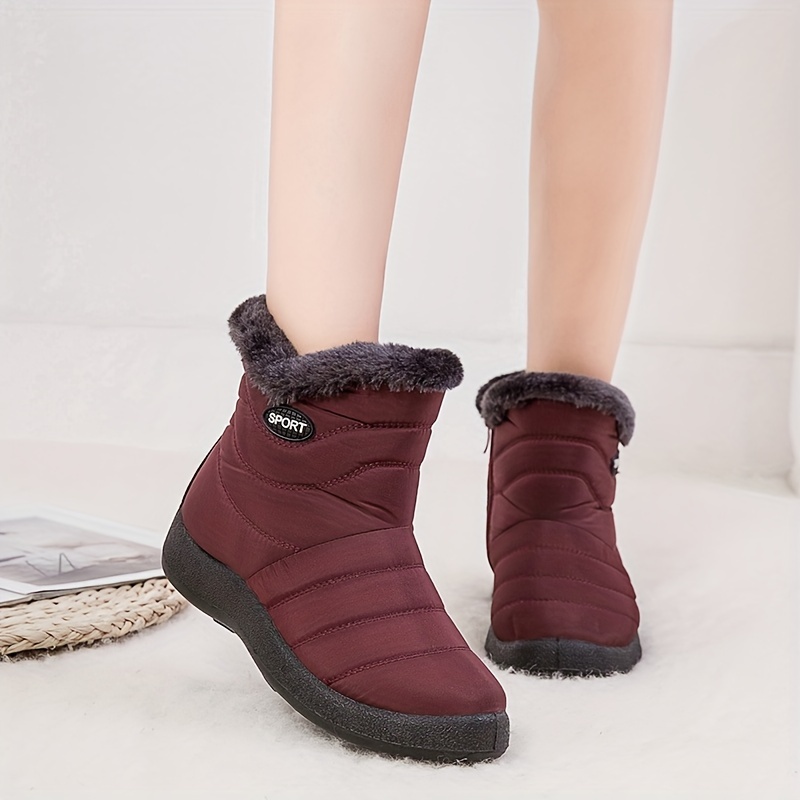 Women's Fleece Lining Thermal Snow Boots Round Toe Winter - Temu Portugal