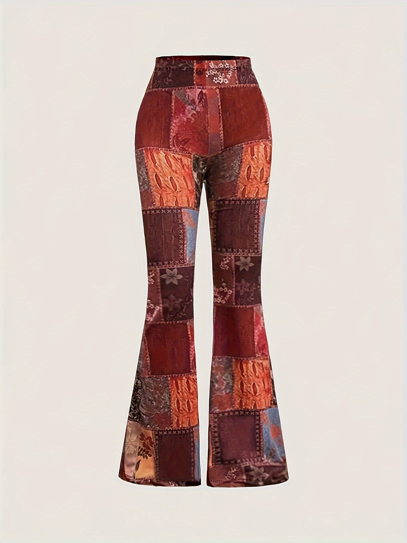 All Over Geometric Print Flare Leg Pants, Boho High Waist Pants For  All-season, Women's Clothing