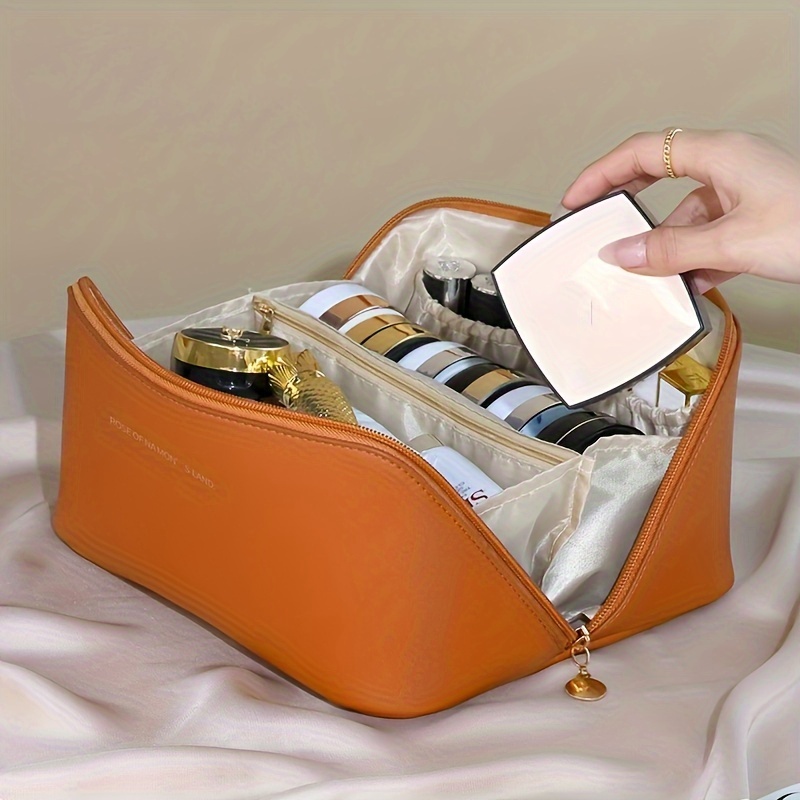 Soft leather store makeup bag