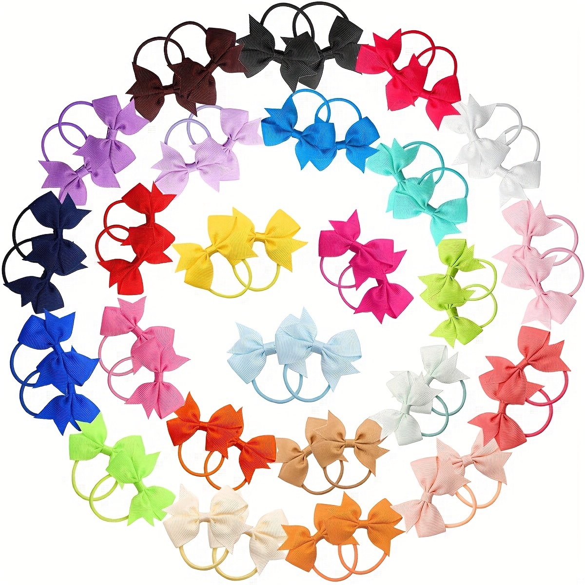 

20pcs Colorful V-shaped Ribbed Bow Hair Ties - Cute And Simple Hair Accessories For Girls, Soft Fabric In 20 Vibrant Colors (black, Red, Yellow, Green, Blue, Purple, Pink, Orange, White)