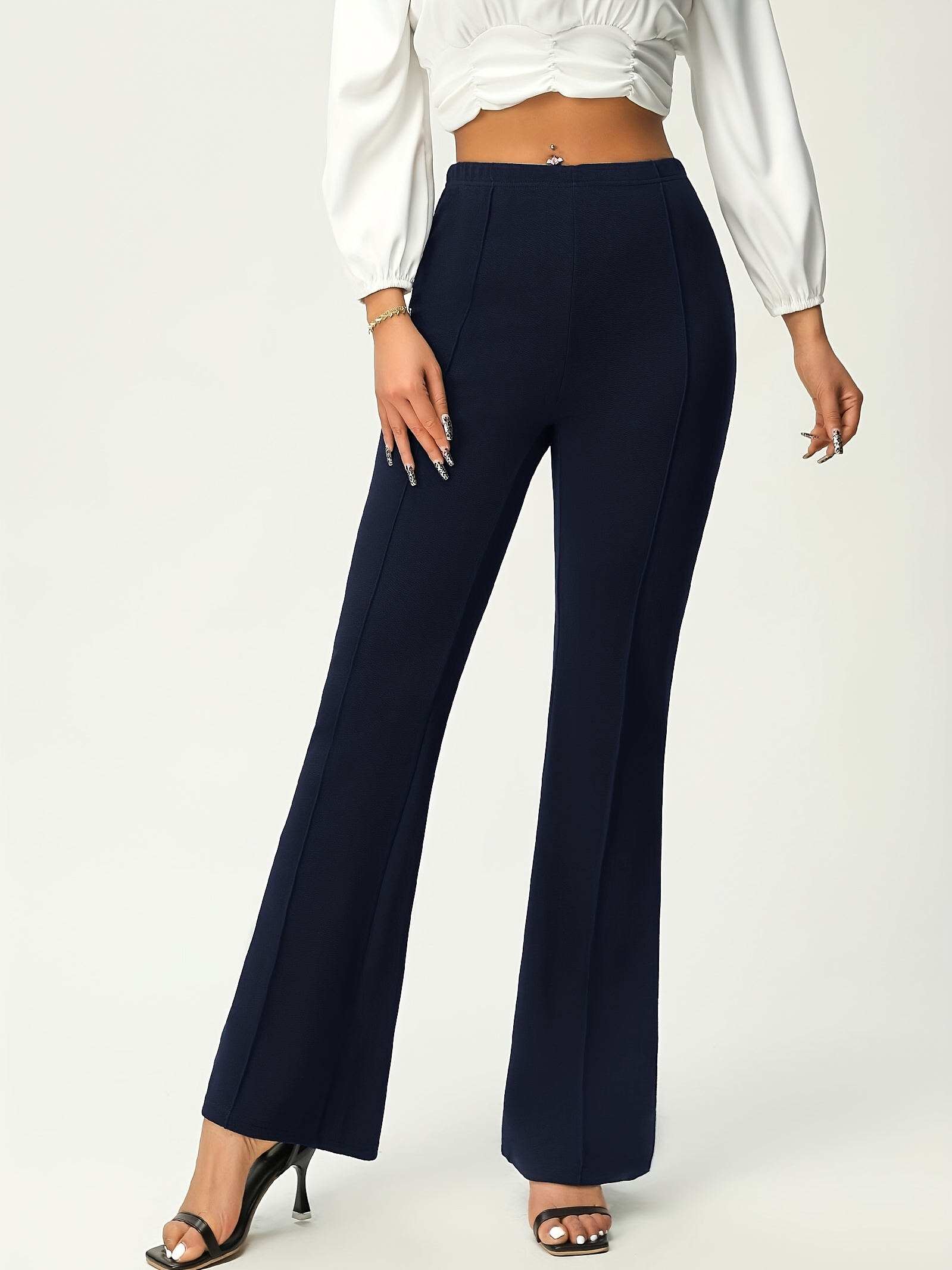 Flare Leg Solid Pants - XS / Mocha Brown  Flare leg pants, Pants for women,  High waist fashion