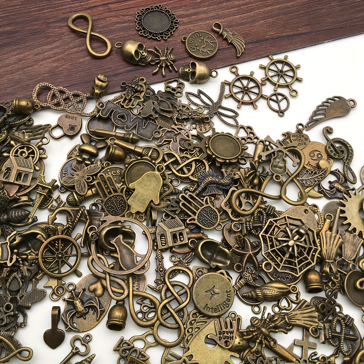 Assorted Key Charms and Pendants in Antiqued Bronze Finish 10 Charms / Antiqued Bronze