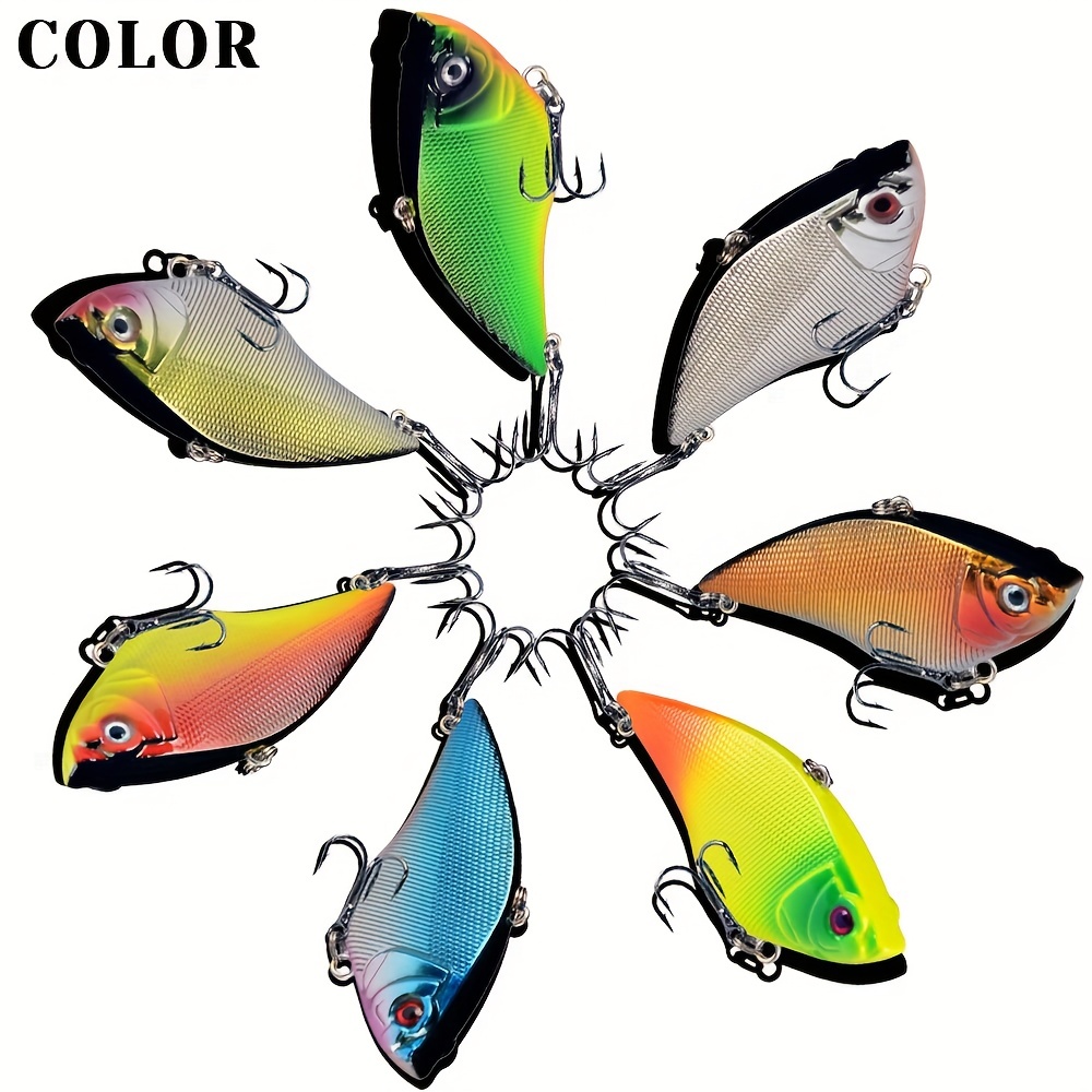 7pcs Vib Crankbait Fishing Lures, 2.76" Sinking Hard Bait For & Pike - Durable Abs Plastic