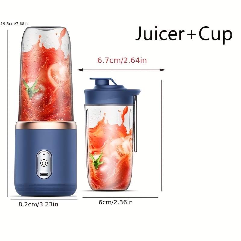 1pc 380ml Portable Blender With 6 Blades Rechargeable Usb - Temu