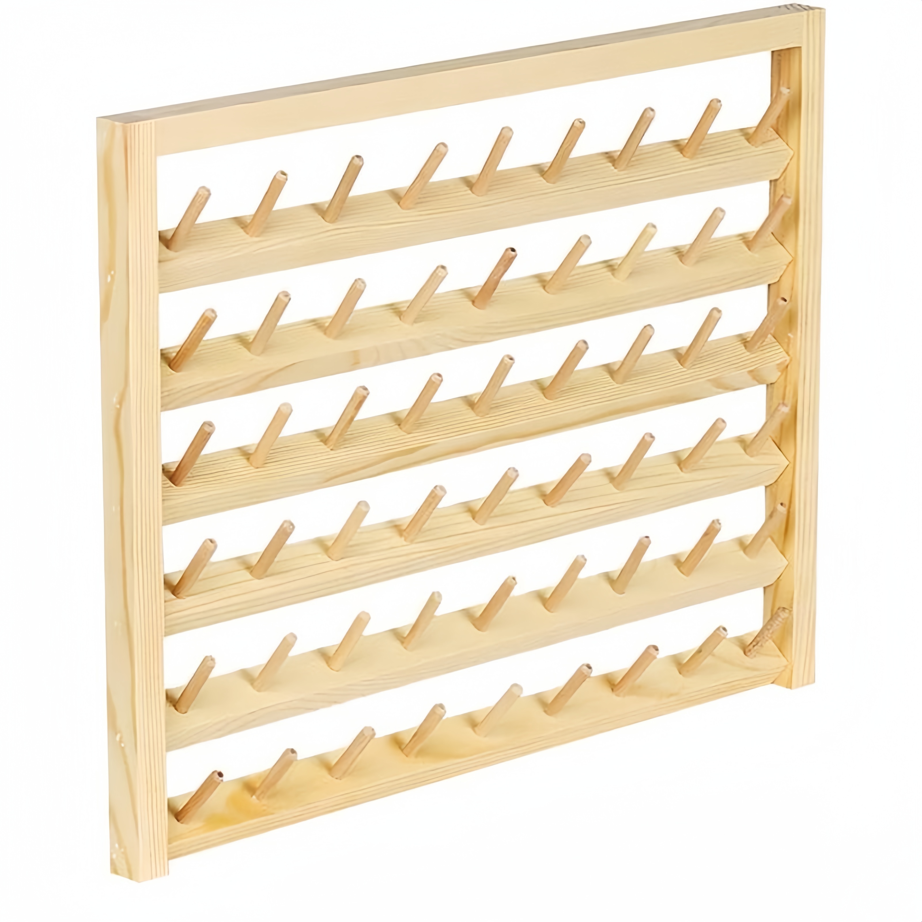 54-Spool Wall Mounted Wooden Sewing Thread Rack