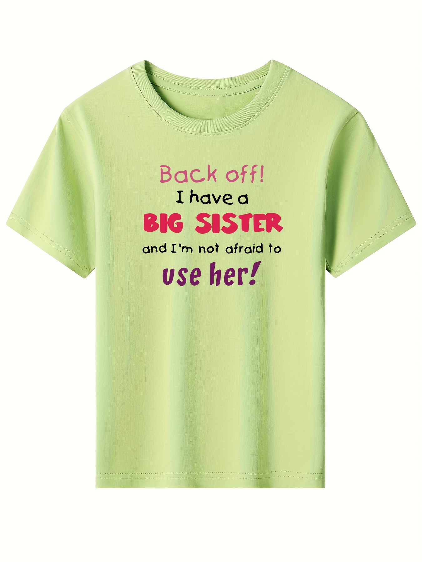 T-shirt fille imprimé grande soeur, T-shirt manches courtes pour