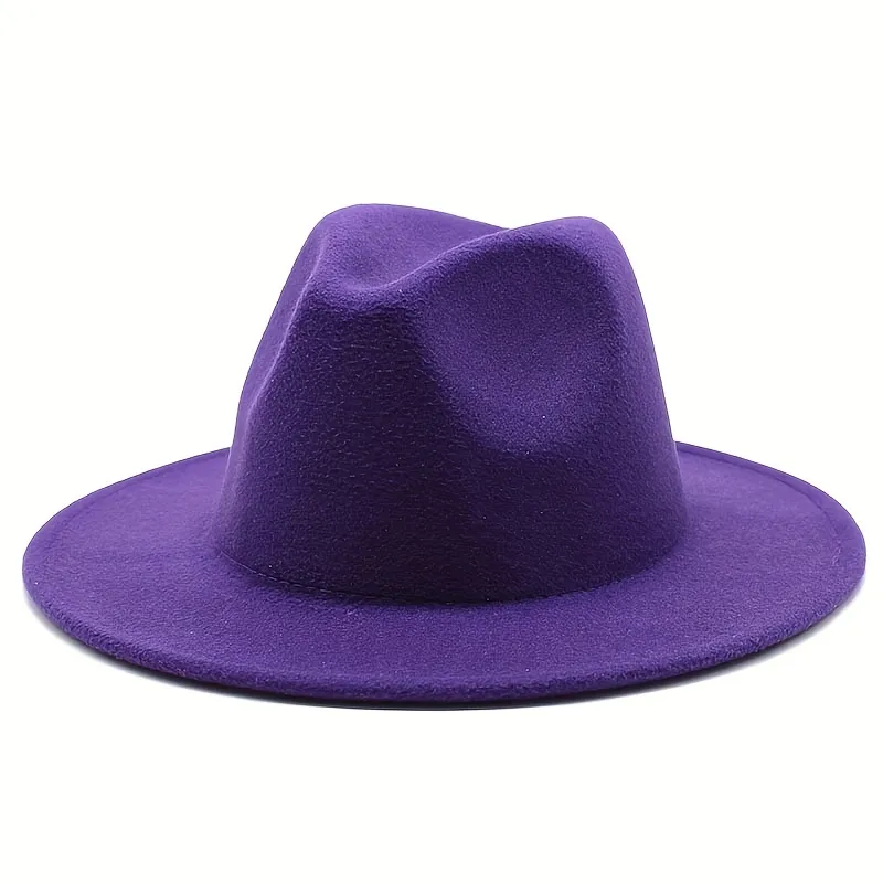 Candy Color Unisex Fedoras Classic Wide Brim Jazz Felt Hats