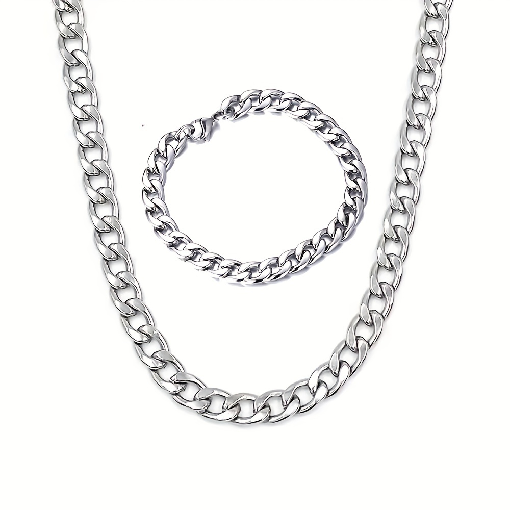 Stainless Steel Chain Necklace 20-21 Inch Black/Silver