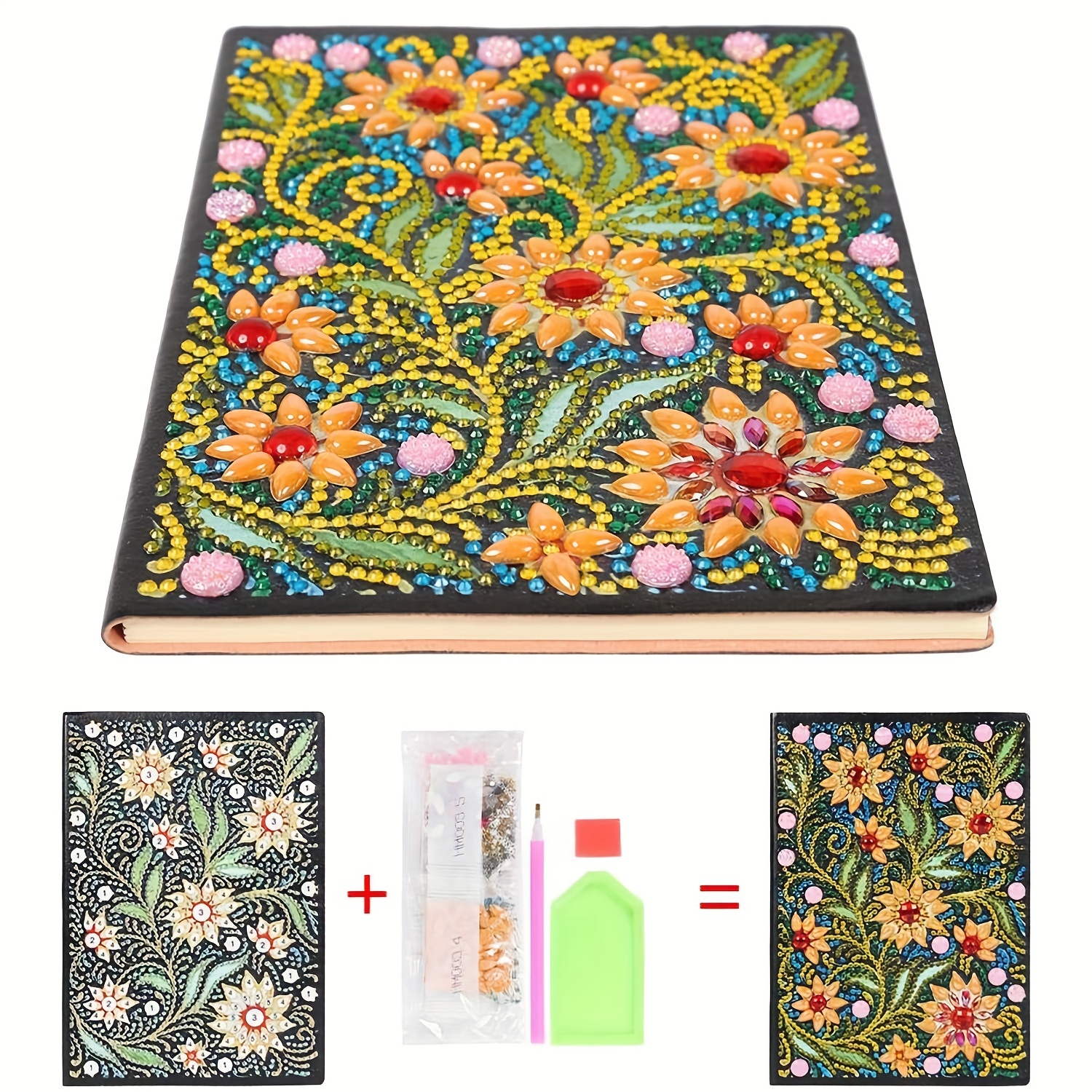 DIY Diamond Painting Notebook Kits, including PU Leather Book, Resin  Rhinestones, Diamond Sticky Pen, Tray Plate and Glue Clay, Lotus Pattern,  210x150mm, 50 pages/book