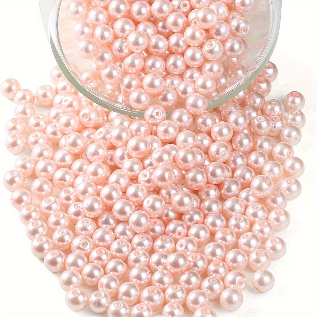 200pcs 6mm Artificial Pearl Luster Light Rose Pink Beads For Jewelry Making  DIY Elegant Bracelet Necklace Earrings Other Decors, Vase Filling Craft Su