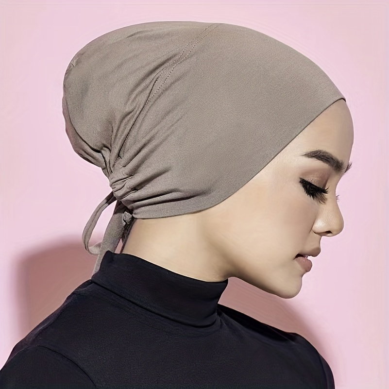 Solid Inner Cap Elastic Turban Soft Head Wrap Casual Underscarf