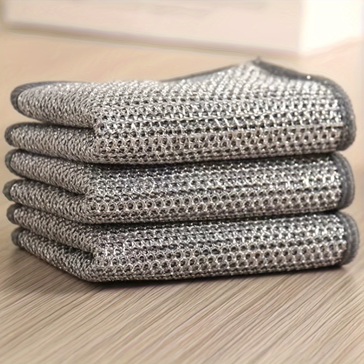 5/10pcs, Wire Dishwashing Cloth, Mesh Dishcloth For Kitchen Stove  Dishwashing And Pot Washing, Grid Non-Stick Oil Oil-Free Kitchen Cleaning  Cloth, Kitchen Stove Range Hood Pot Dish Sink Cleaning Cloth, Stains Dirts  Removal