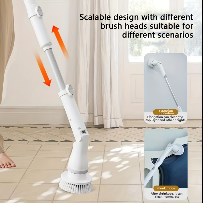 Electric Spin Scrubber Cleaning Brush Long Handled Shower - Temu