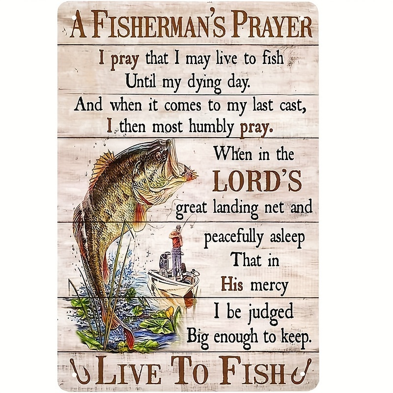 Fishing Decor A Fishermans Prayer Live To Fish Vintage - Temu