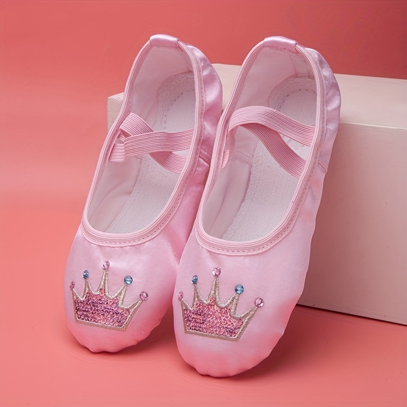 Girls Crown Embroidered Ballet Dancing Shoes, Gymnastics Slippers For  Children Kids Practice Performance