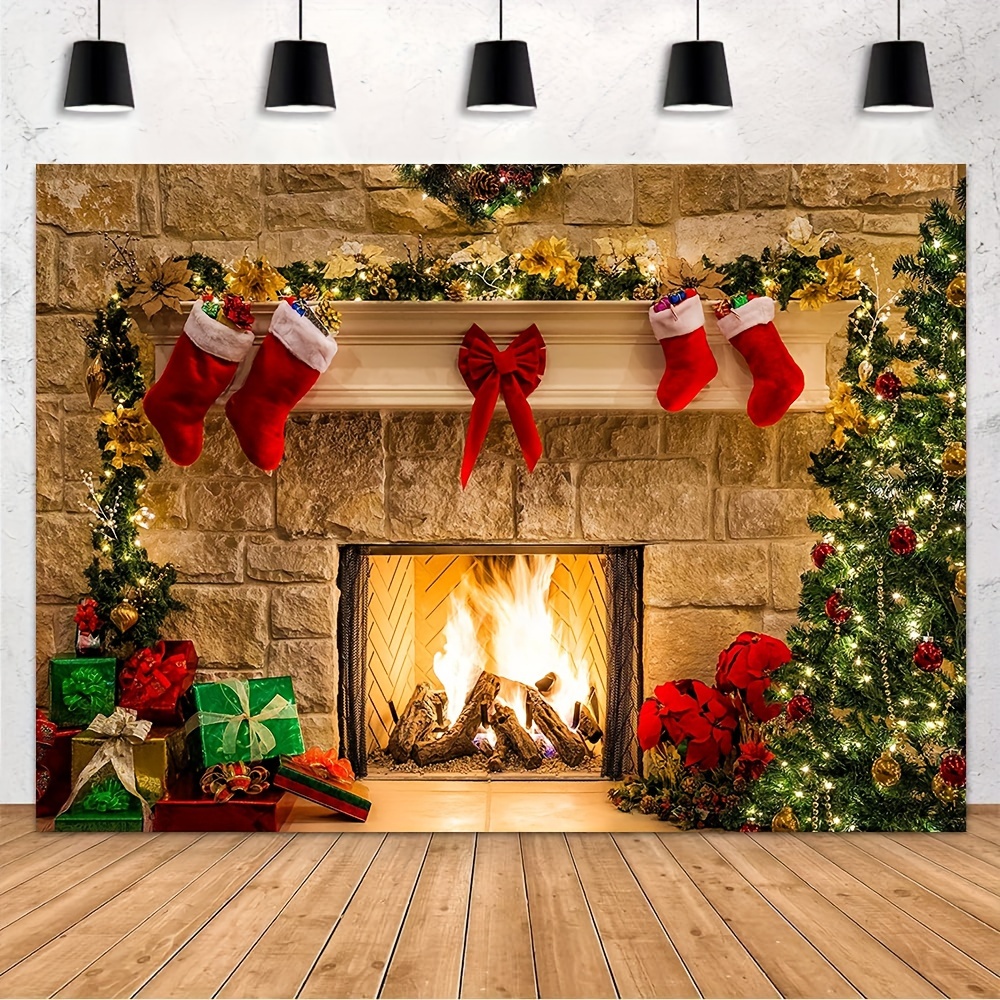 Christmas Tree Magnetic Fireplace Cover 36x27,Decorative Fireplace  Blanket Insulation Cover for Heat Loss,Indoor Outdoor Fireplace Draft  Stopper