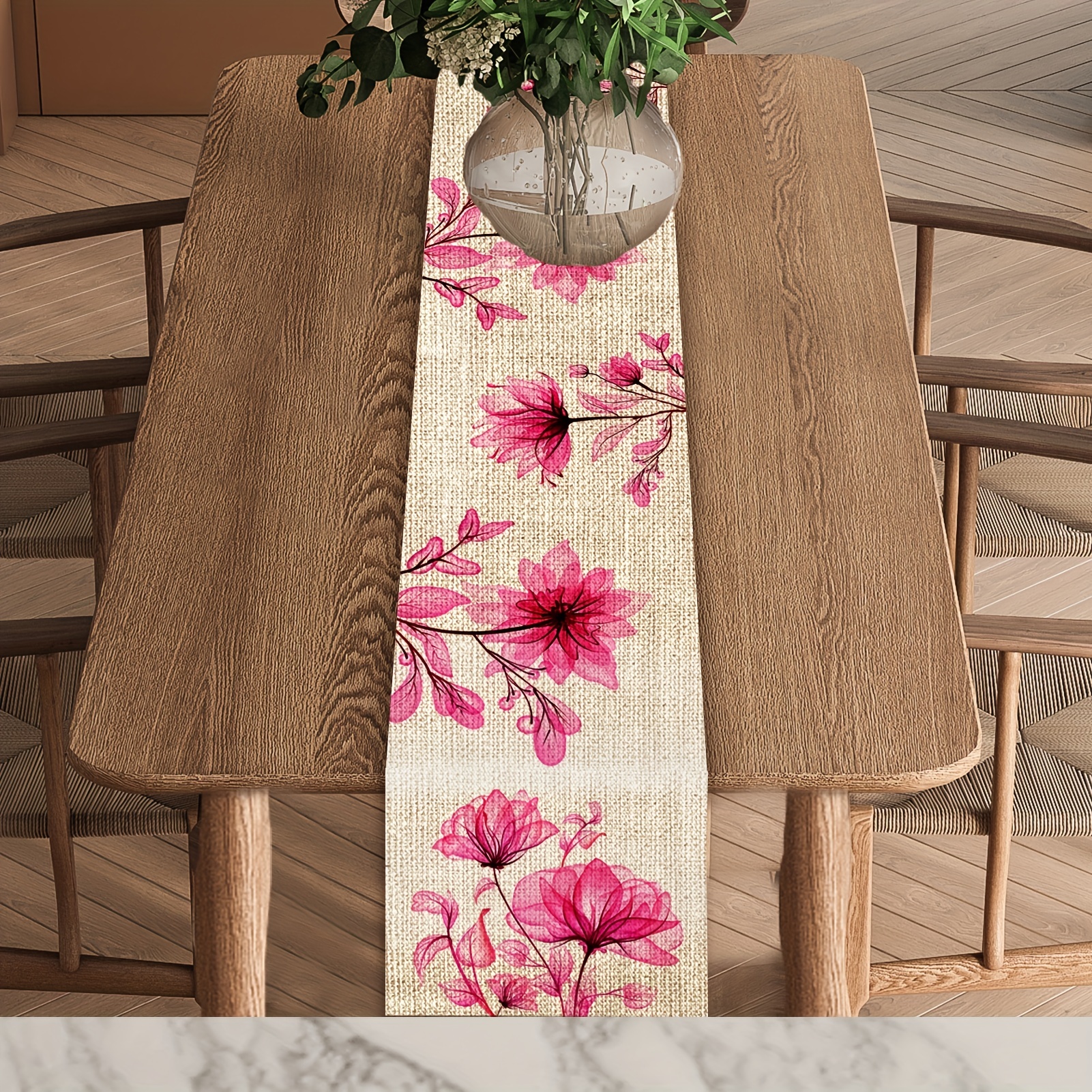 1pc Tulip Linen Table Runner Rustic Farmhouse Style Table Runner