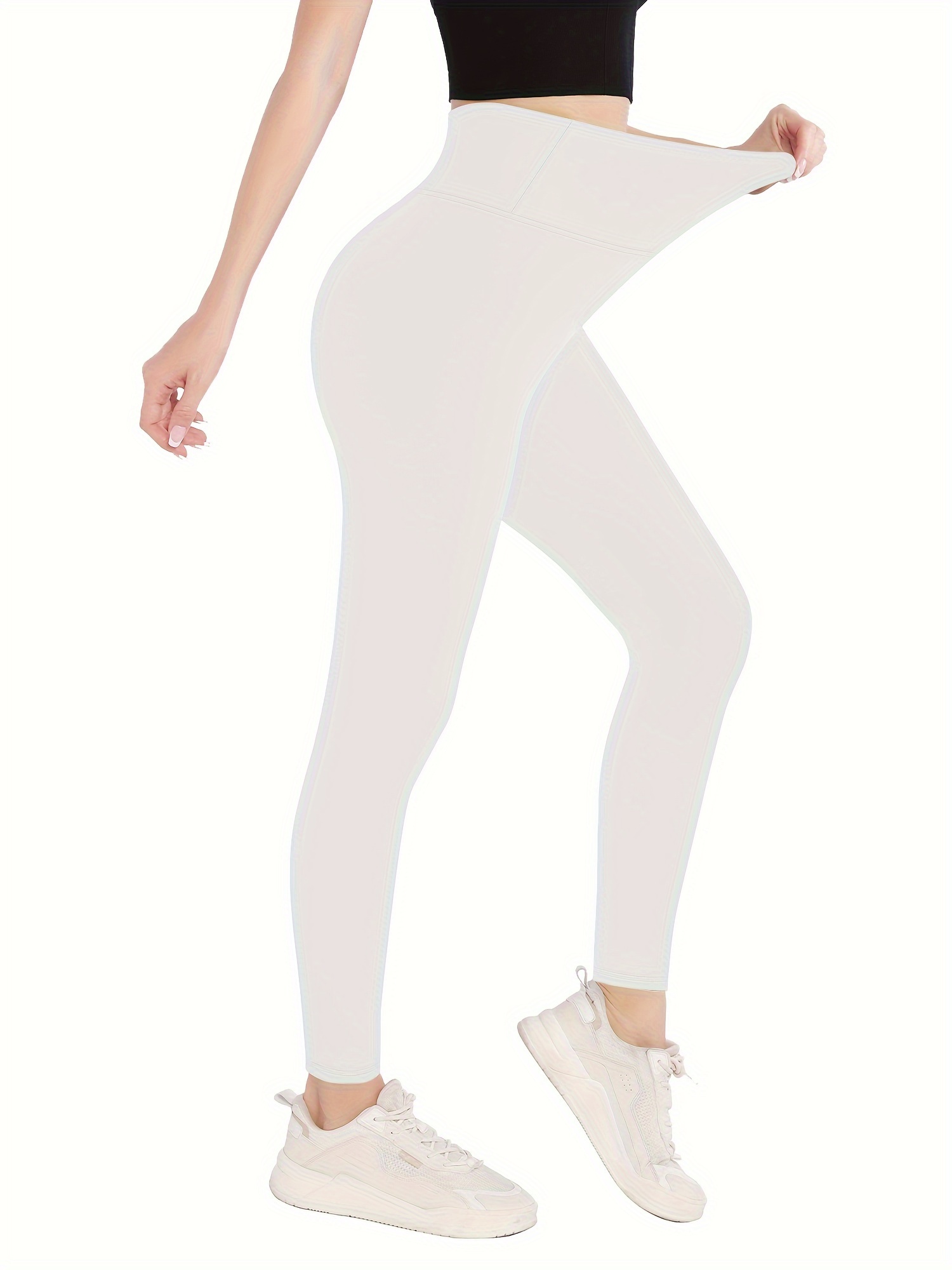 Solid Skinny Leggings Casual High Waist Workout Leggings - Temu