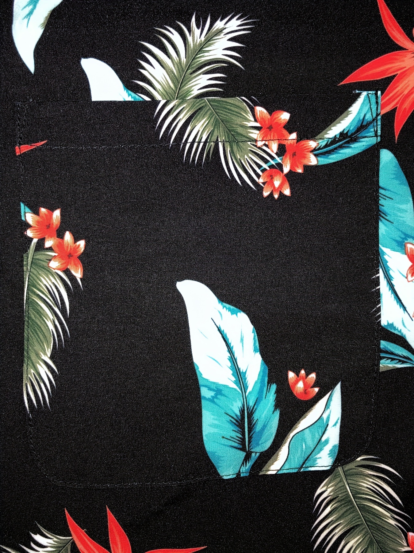 Hawaiian Shirt 46 Mens Flower Leaf Beach Aloha Party Camp Holiday Black S  at  Men's Clothing store