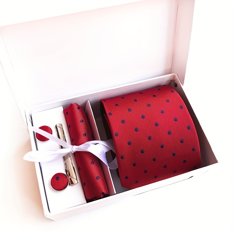 Men's Polka Dot Formal Tie Set with Accessories