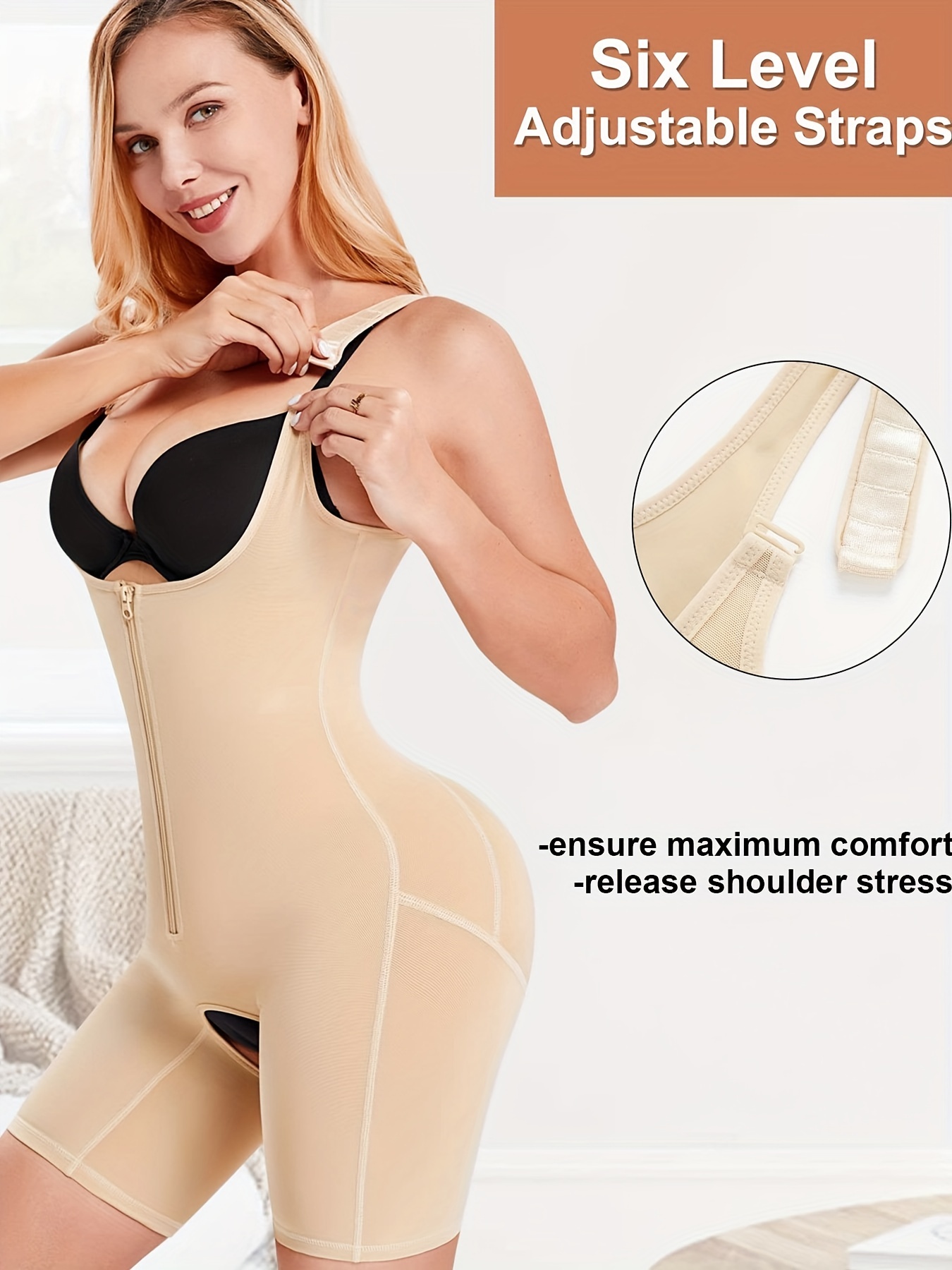 Simple Solid Slip Shaping Romper Tummy Control Butt Lifting - Temu