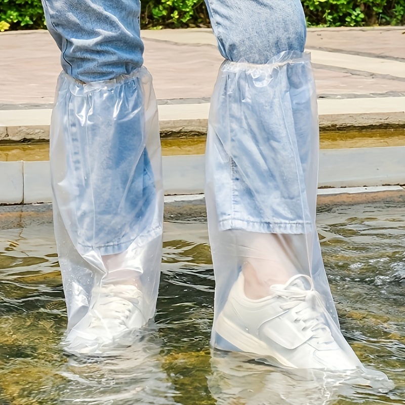 Fundas desechables azules para zapatos de lluvia y botas, cubierta de  plástico larga para zapatos, transparente, impermeable, antideslizante,  para