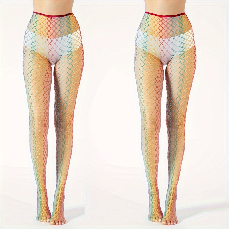 Rainbow Colored Fishnet Tights