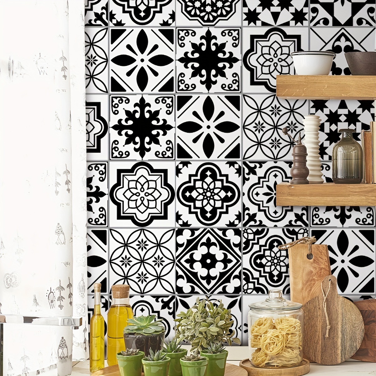 Kitchen Wall Sticker Tiles Waterproof  Black Kitchen Wall Tiles Sticker -  10pcs - Aliexpress
