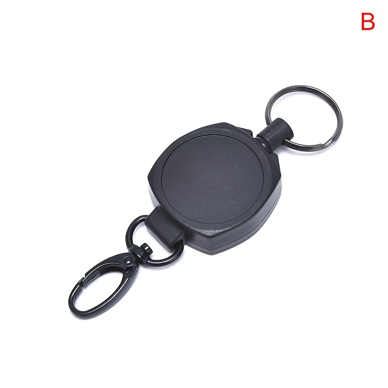 1pc Retractable Keyring, Strong Heavy Duty Key Chain with ID Card Badge Strap, Steel Belt Clips and 23.6in Extending Steel Lanyard Reel, Cool