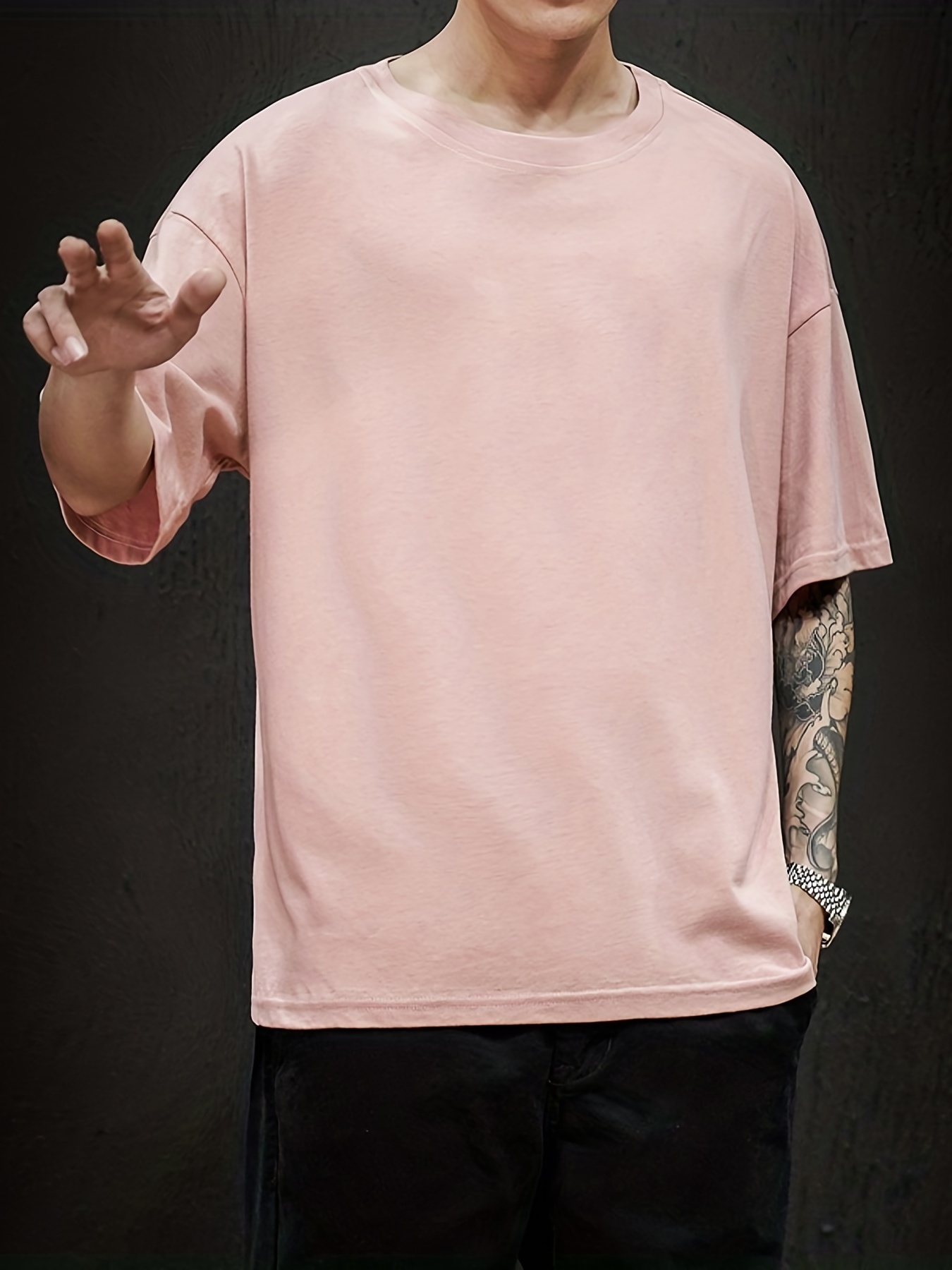 Our Most Comfortable T Shirt Men Baggy Solid Color Top Shirt