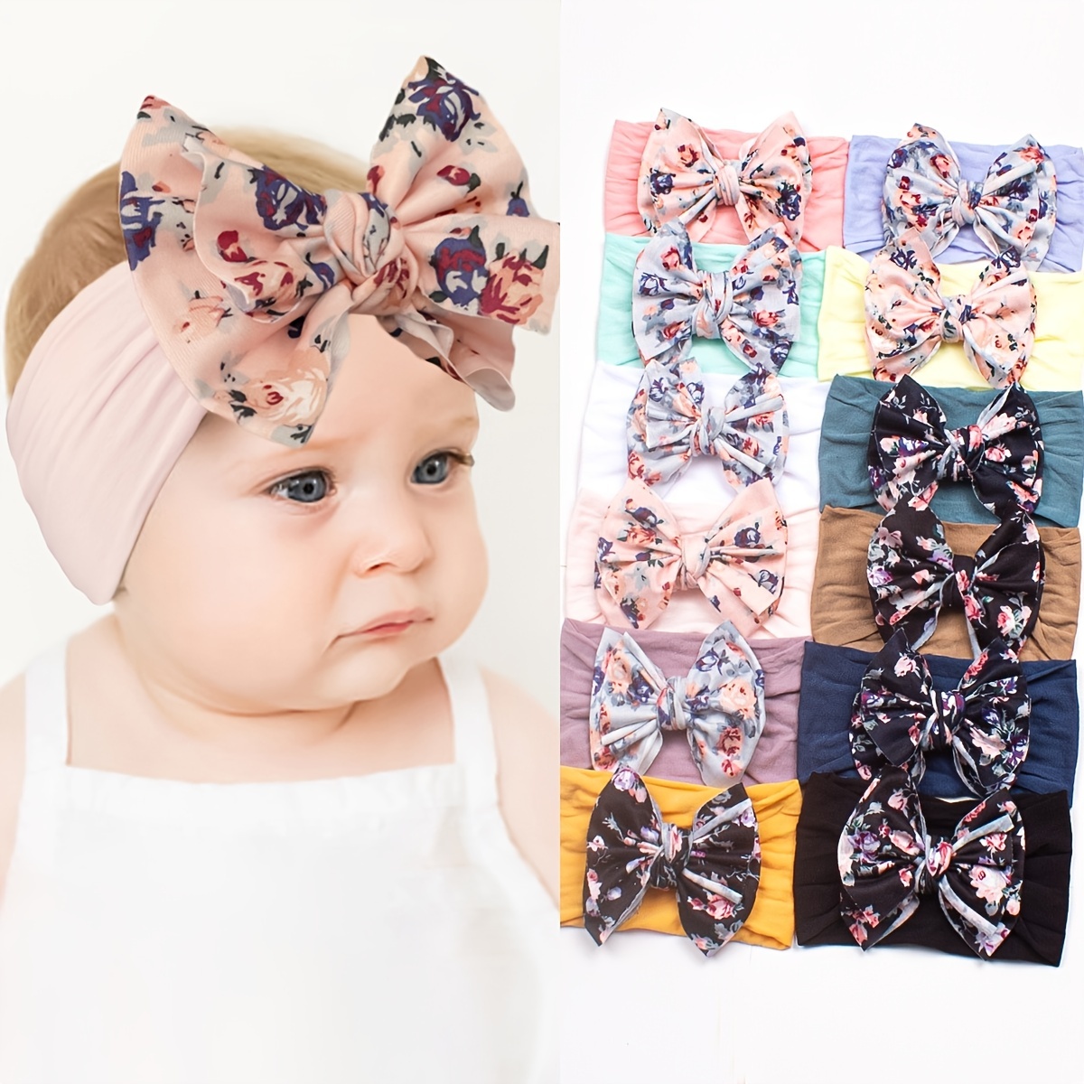Bandeaux et nœuds pour bébé fille, accessoires pour cheveux en nylon pour  nouveau-nés et tout-petits (10 pièces)Bandeaux pour bébés filles 10 pièces  